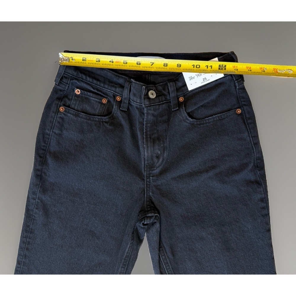 NWT Abercrombie & Fitch 90s Straight Mid Rise Jeans Women's 25 Extra Short Black - Picture 8 of 10
